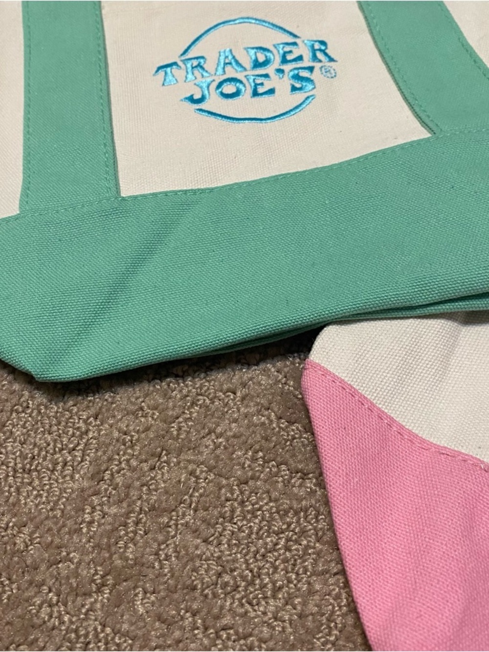 New {Trader Joe’s} Mini Pastel Canvas Tote Bags - Set of 2 - Picture 9 of 11